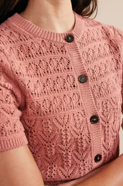 Boden Pink Pointelle Crew Neck Cardigan -Roman Store 113229s4 scaled