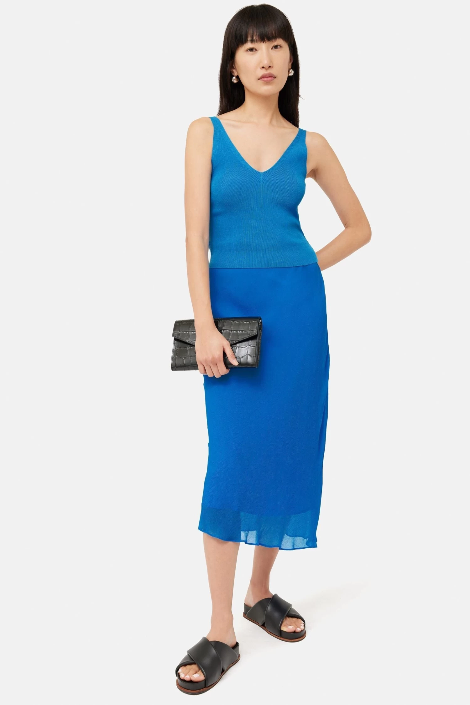 Jigsaw Blue Crinkle Bias Maxi Skirt 2 Jigsaw Blue Crinkle Bias Maxi Skirt - Image 2