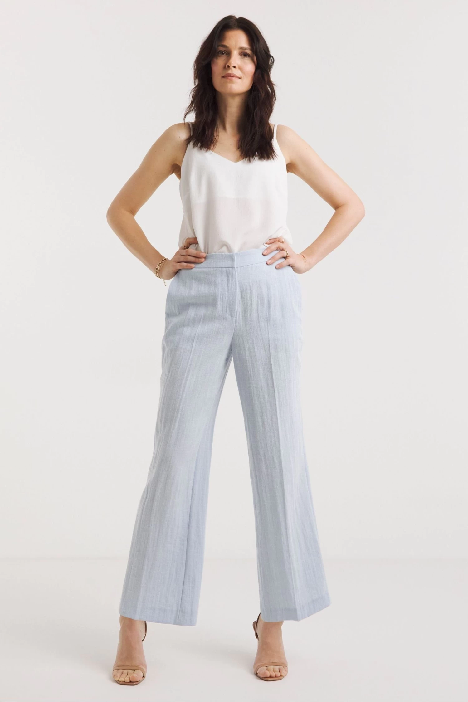 JD Williams Sky Blue Wide Leg Trousers 3 JD Williams Sky Blue Wide Leg Trousers - Image 3