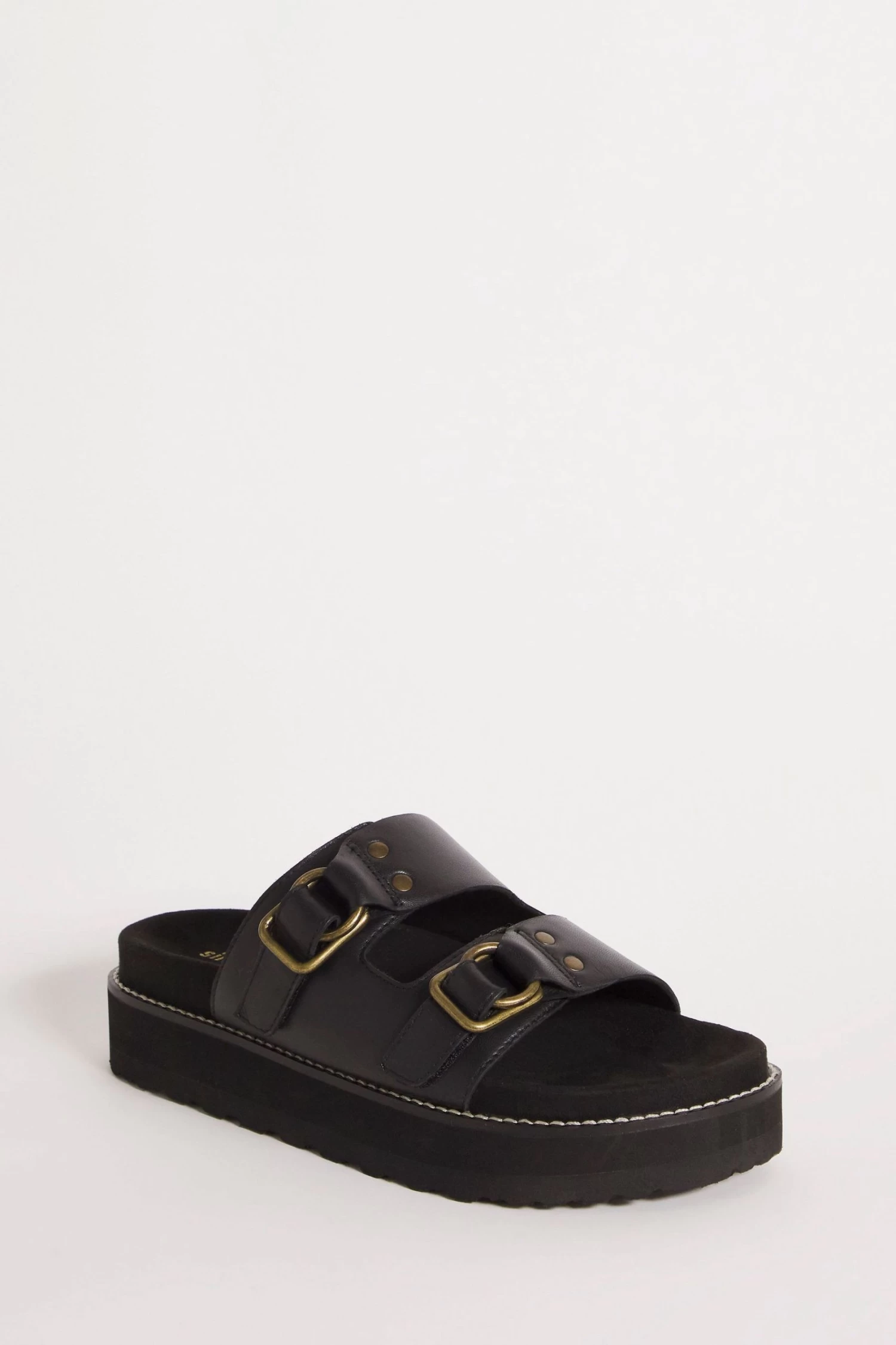 Simply Be Chuncky Buckle Footbed Wide Fit Black Sandals 2 Simply Be Chuncky Buckle Footbed Wide Fit Black Sandals - Image 2