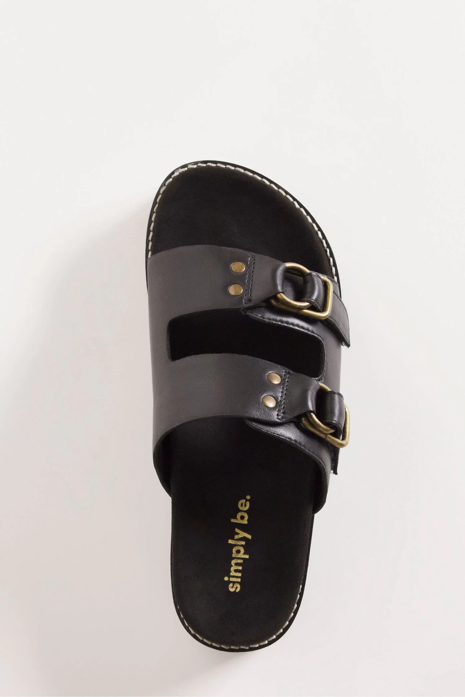Simply Be Chuncky Buckle Footbed Wide Fit Black Sandals 3 Simply Be Chuncky Buckle Footbed Wide Fit Black Sandals - Image 3