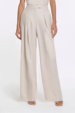 River Island Cream Box Pleated Wide Leg Trousers
