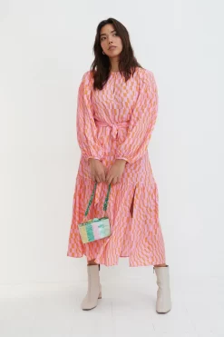 Oliver Bonas Pink Geometric Print Maxi Dress