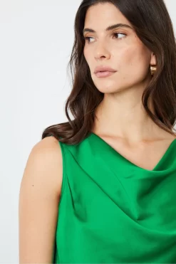 Another Sunday Green Cowl Cami Satin Top -Roman Store 170127s5 scaled