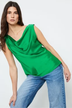 Another Sunday Green Cowl Cami Satin Top -Roman Store 170127s6 scaled