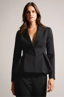 Ted Baker Philiya Black Single Breasted Peplum Jacket