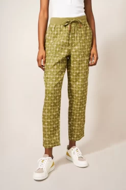 White Stuff Green Effie Linen Trousers
