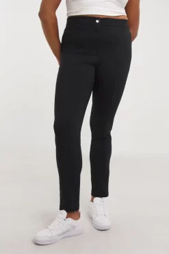 Simply Be Black Bengaline Pull On Trousers With Seam Front