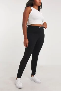 Simply Be Black Bengaline Pull On Trousers With Seam Front -Roman Store 338781s3 scaled