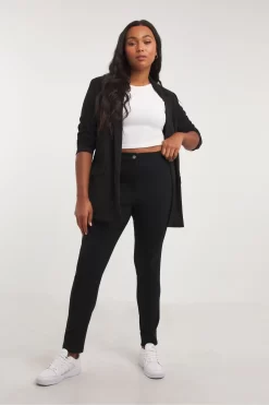 Simply Be Black Bengaline Pull On Trousers With Seam Front -Roman Store 338781s4 scaled