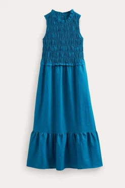 Boden Blue Smocked Linen Midi Dress -Roman Store 362770s5 scaled