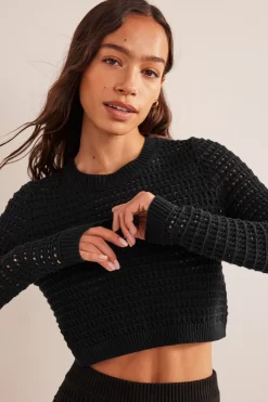 Boden Black Cropped Crochet Jumper -Roman Store 520274s3 scaled