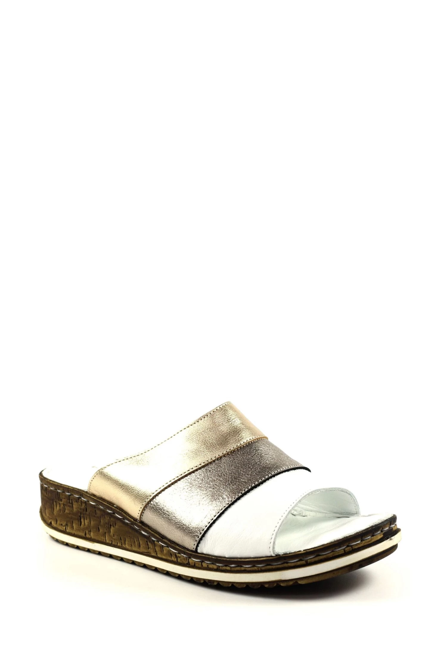 Lunar Natural Appleby Pewter Lea. Sandals 2 Lunar Natural Appleby Pewter Lea. Sandals - Image 2