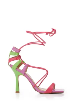 Moda In Pelle Natural Lace-Up Strap Heeled Sandals