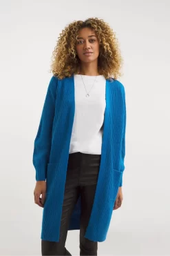 JD Williams Blue Volume Sleeve Fisherman Rib Cardigan