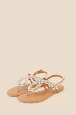 Roman Store 34 Accessorize Gold Plaited Loop Sandals