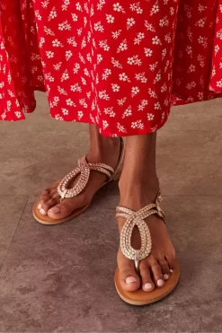 Accessorize Gold Plaited Loop Sandals -Roman Store 576439s3 scaled