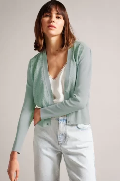Ted Baker Green Joslina Delicate Pointelle Knit Cardigan