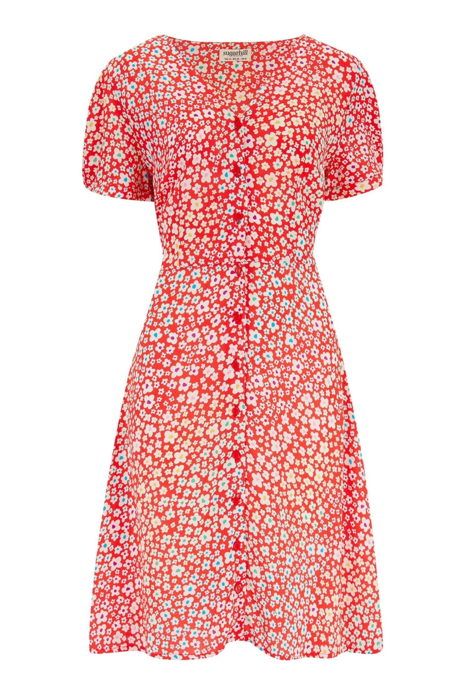 Sugarhill Brighton Red Rainbow Daisies Gail Dress 4 Sugarhill Brighton Red Rainbow Daisies Gail Dress - Image 4