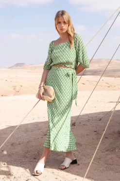 Ro&Zo - Green Diamond Print Wrap Skirt