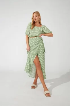 Ro&Zo - Green Diamond Print Wrap Skirt -Roman Store 754201s3 scaled