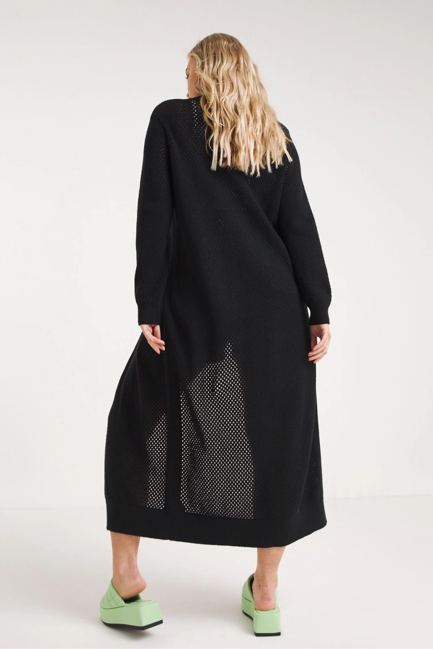 Simply Be Black Crochet Look Maxi Cardigan With Tie Front Detail 3 Simply Be Black Crochet Look Maxi Cardigan With Tie Front Detail - Image 3