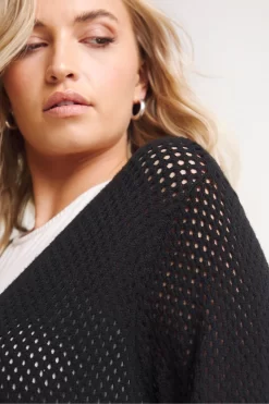 Simply Be Black Crochet Look Maxi Cardigan With Tie Front Detail 9 Simply Be Black Crochet Look Maxi Cardigan With Tie Front Detail -Roman Store 830 055s5 scaled