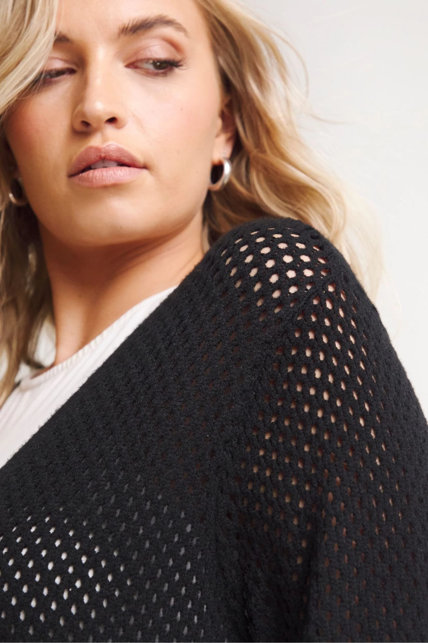 Simply Be Black Crochet Look Maxi Cardigan With Tie Front Detail 5 Simply Be Black Crochet Look Maxi Cardigan With Tie Front Detail - Image 5