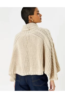 Roman Store 36 Accessorize Natural Cabel Knit Poncho