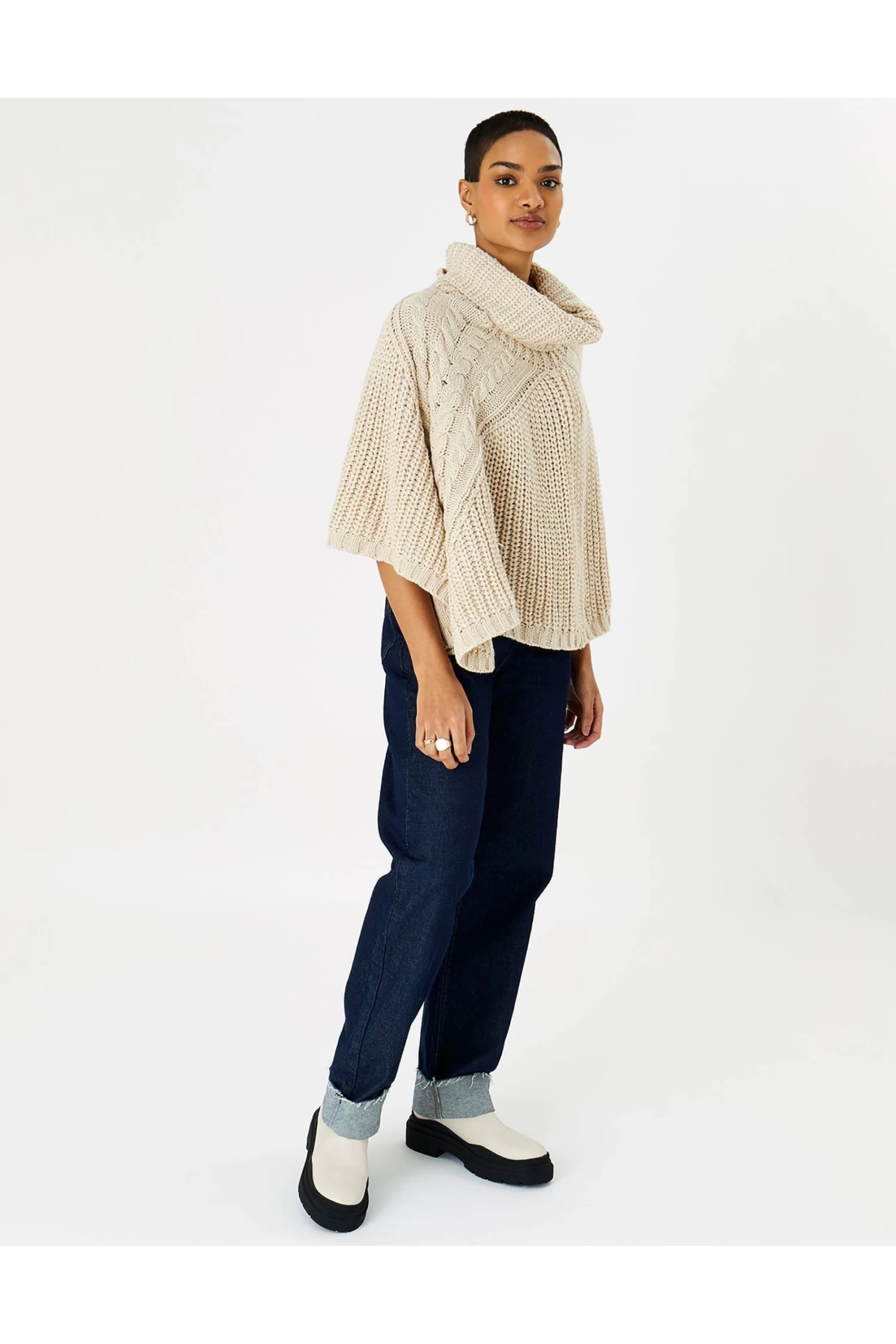 Accessorize Natural Cabel Knit Poncho 3 Accessorize Natural Cabel Knit Poncho - Image 3