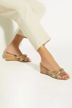 Dune London Gold Kope Knot Slim Wedges