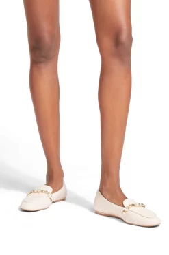 Carvela Cream Precious Loafer Shoes