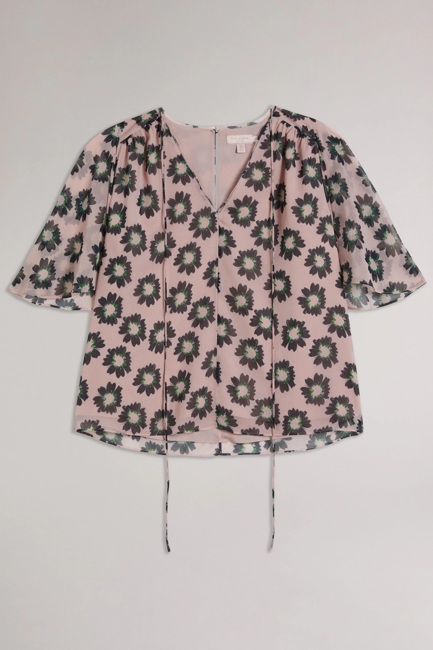 Ted Baker Pink Harlynn Split Sleeve Top With Neck Tie 4 Ted Baker Pink Harlynn Split Sleeve Top With Neck Tie - Image 4