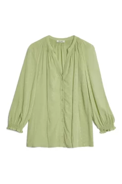 Albaray Green Jacquard Open Neck Blouse -Roman Store 970236s4 scaled