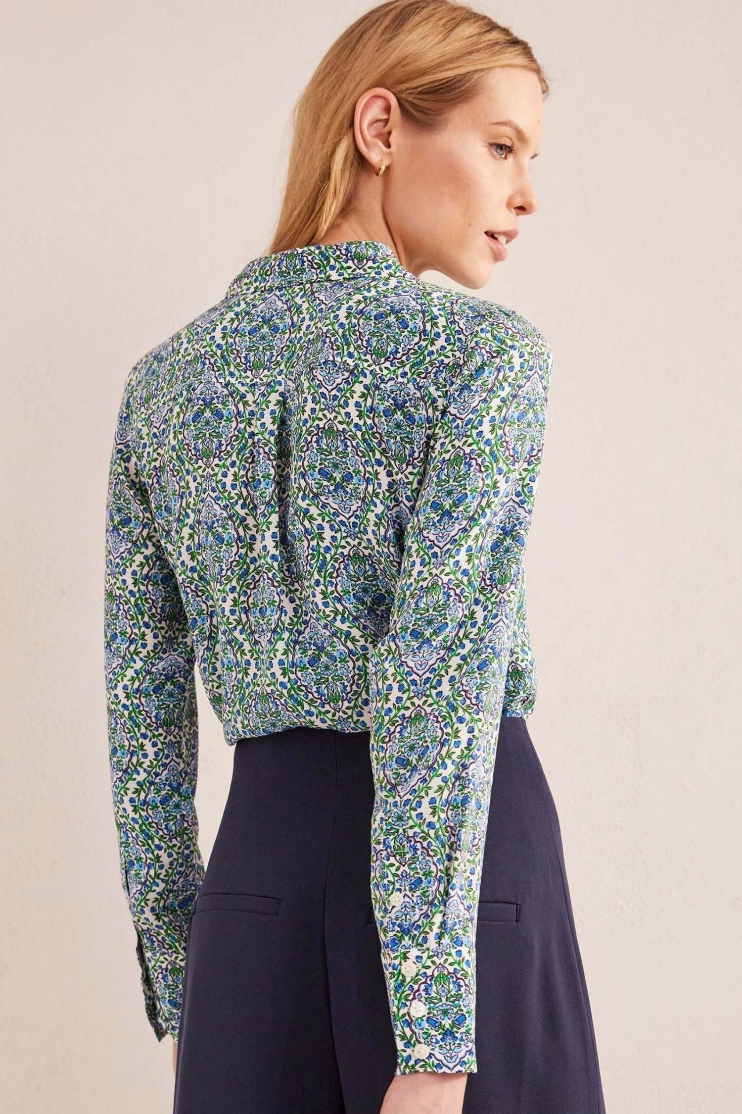 Boden Blue Silk Shirt 2 Boden Blue Silk Shirt - Image 2