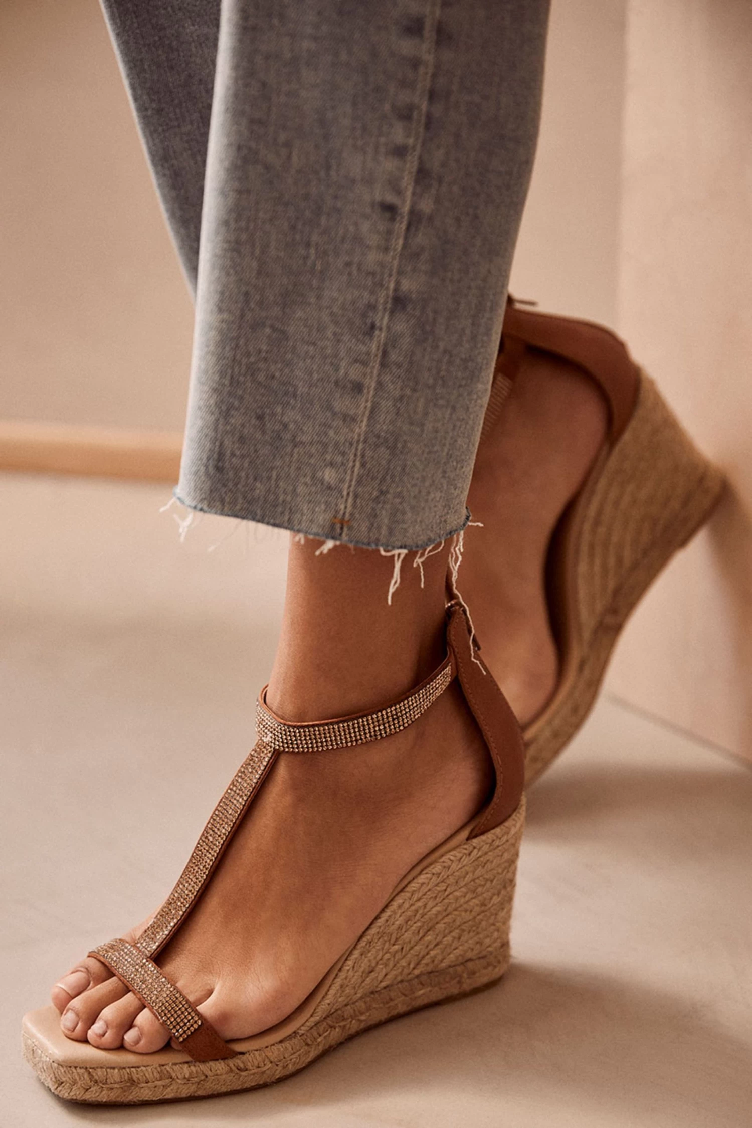 Mint Velvet Mint Velvet Lilian Embellished Brown Wedges 5 Mint Velvet Mint Velvet Lilian Embellished Brown Wedges - Image 5