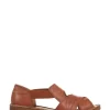 Loretta Tan Ladies Wide Fit Flat Leather Sandals