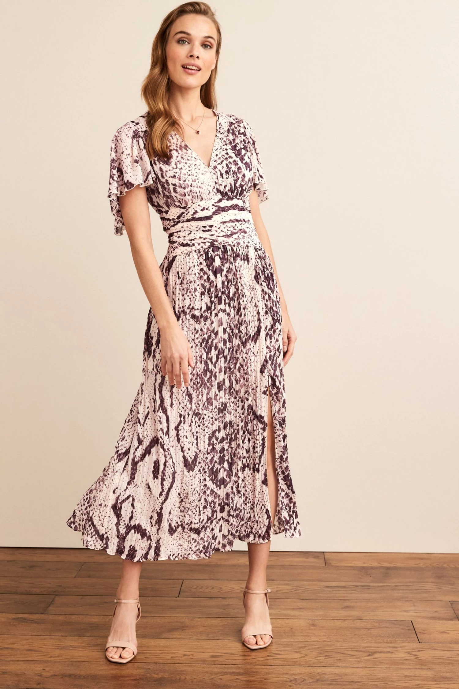 Next Pleated Short Sleeves Midi Dress 2 Next Pleated Short Sleeves Midi Dress - Image 2