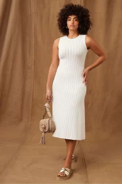 Mint Velvet White Sleeveless Midi Dress