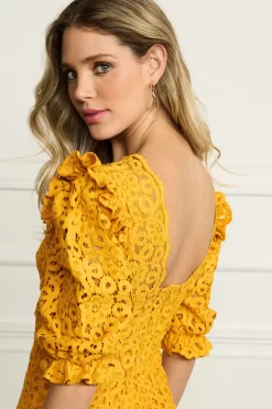 Next Ochre Yellow V-Neck Short Puff Sleeve Lace Mini Dress 8 Next Ochre Yellow V-Neck Short Puff Sleeve Lace Mini Dress -Roman Store C12 042s4 scaled