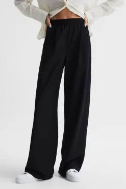 Reiss Lena Logo Pull On Wide Leg Trousers