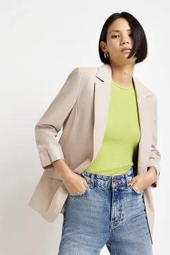 River Island Medium Natural Edge To Edge Casual Blazer