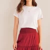 Boden Red Shirred Waist Mini Skirt