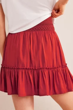 Boden Red Shirred Waist Mini Skirt -Roman Store C59941s3 scaled