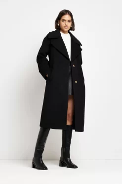 River Island Black Belted Robe Coat