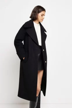 River Island Black Belted Robe Coat -Roman Store C68718s3 scaled
