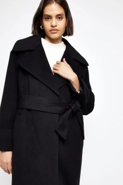 River Island Black Belted Robe Coat -Roman Store C68718s4 scaled