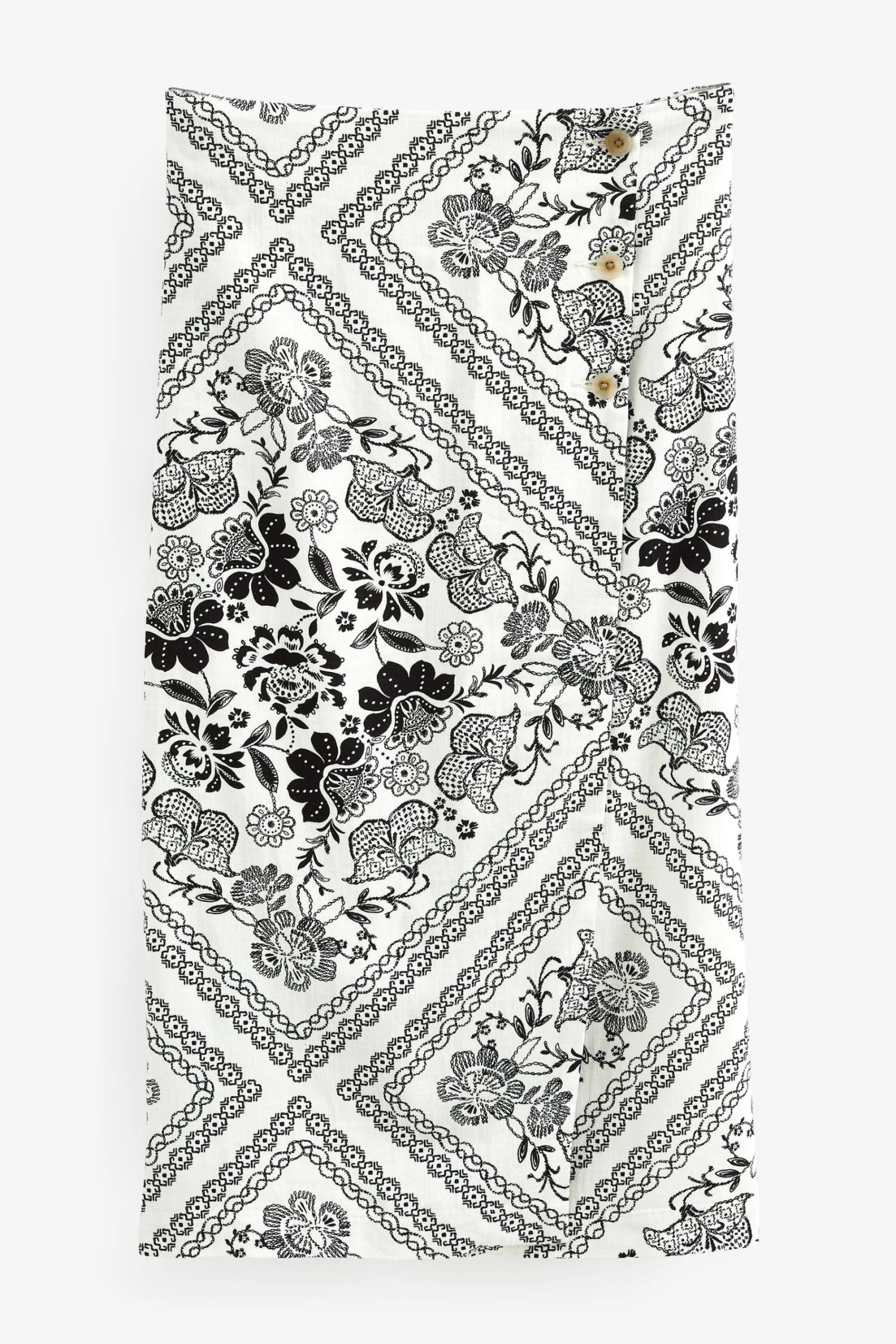 Next Black/White Linen Printed Midi Wrap Skirt 5 Next Black/White Linen Printed Midi Wrap Skirt - Image 5