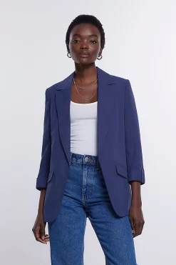 River Island Navy Blue Casual Blazer