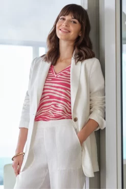 Pure Collection Cream Laundered Linen Blazer